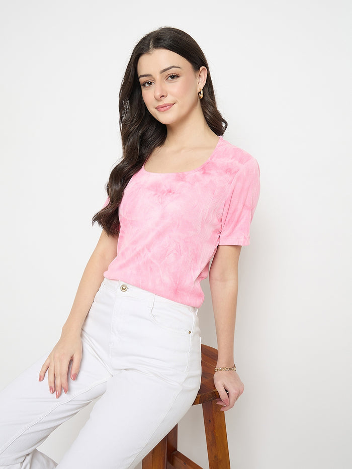 Madame Pink Tie Dye Round Neck T-Shirt