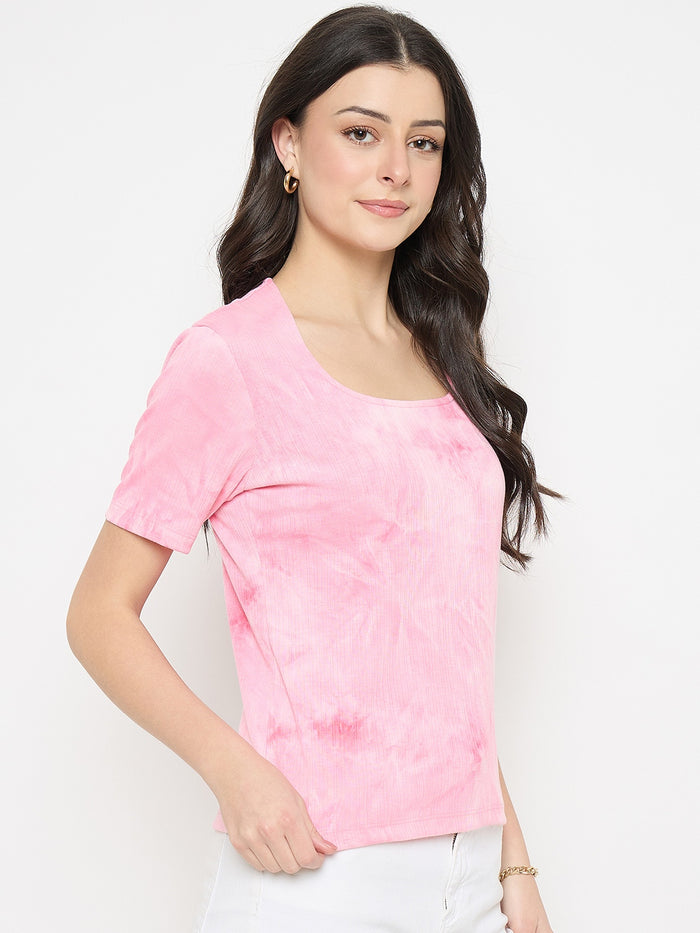 Madame Pink Tie Dye Round Neck T-Shirt