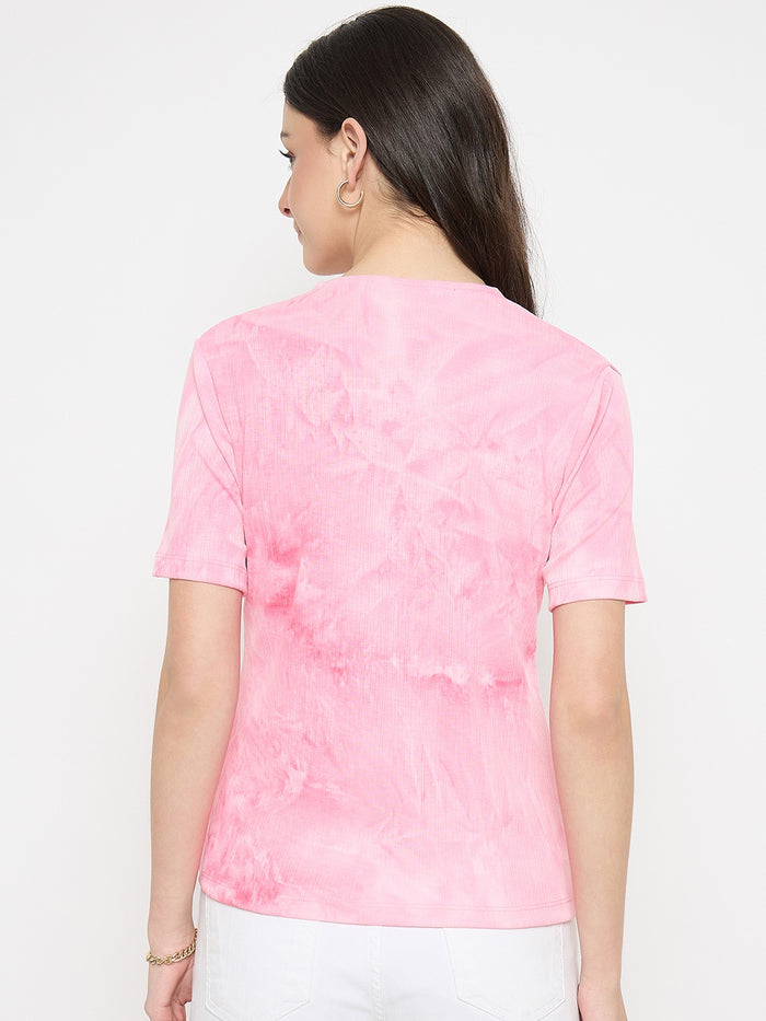 Madame Pink Tie Dye Round Neck T-Shirt