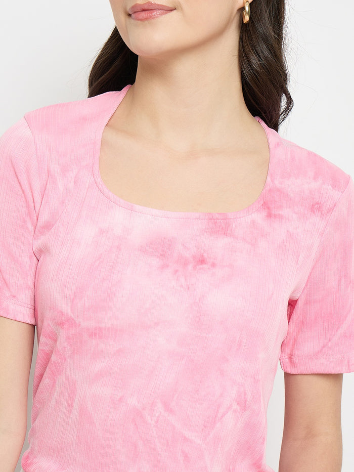 Madame Pink Tie Dye Round Neck T-Shirt