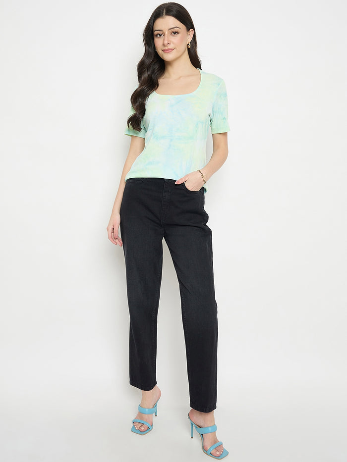 Madame Sea Green Tie Dye Round Neck T-Shirt