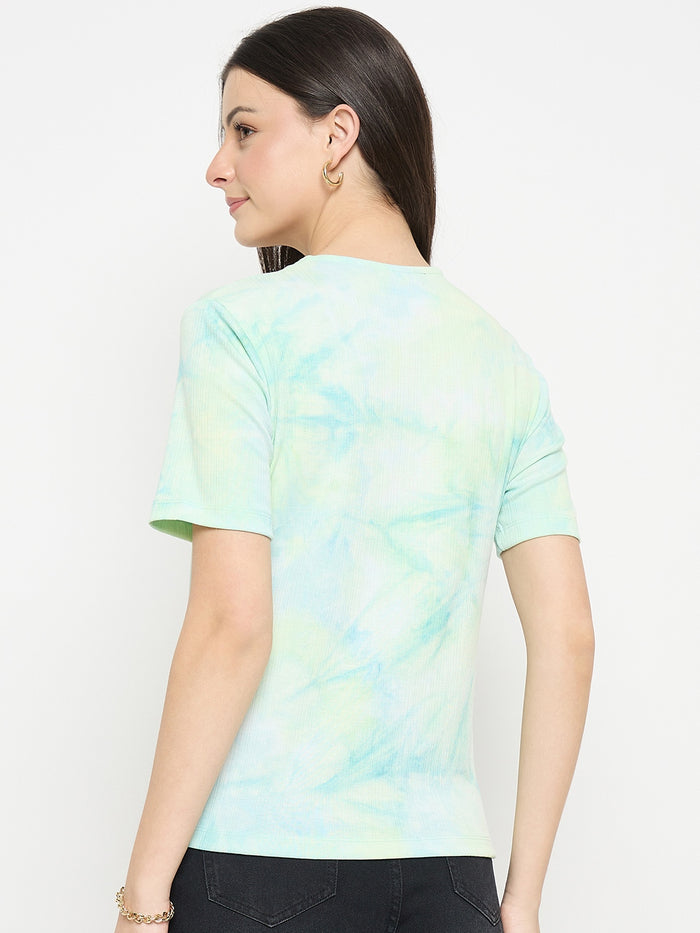 Madame Sea Green Tie Dye Round Neck T-Shirt