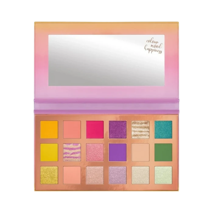 Essence Make Beauty Fun Eyeshadow Palette 23 g 01 Colour Mood: Happiness open case with mirror
