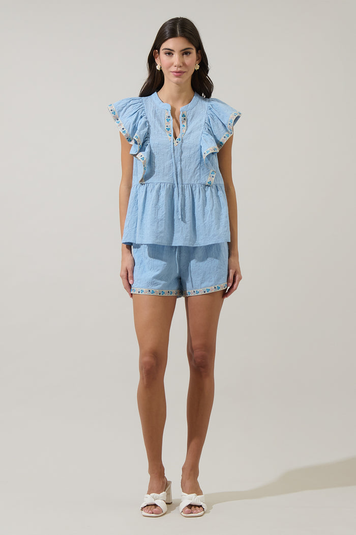 Marcy Embroidery High Waisted Shorts