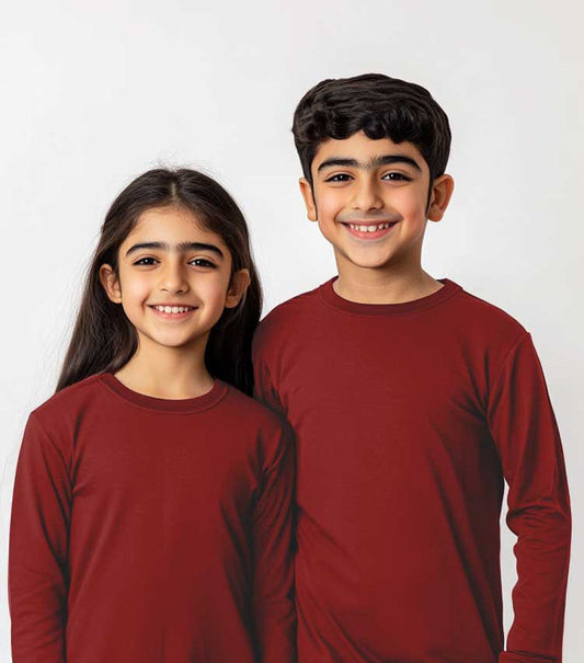 Maroon Crew Neck Full Sleeve Top for Boys - Hinz Clothing