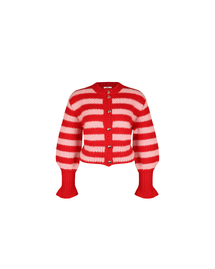 MATILDA CARDIGAN PINK CHERRY STRIPE