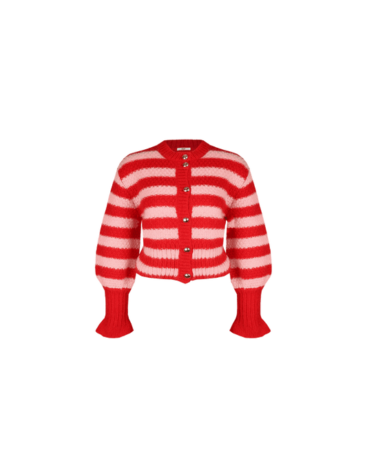 MATILDA CARDIGAN PINK CHERRY STRIPE
