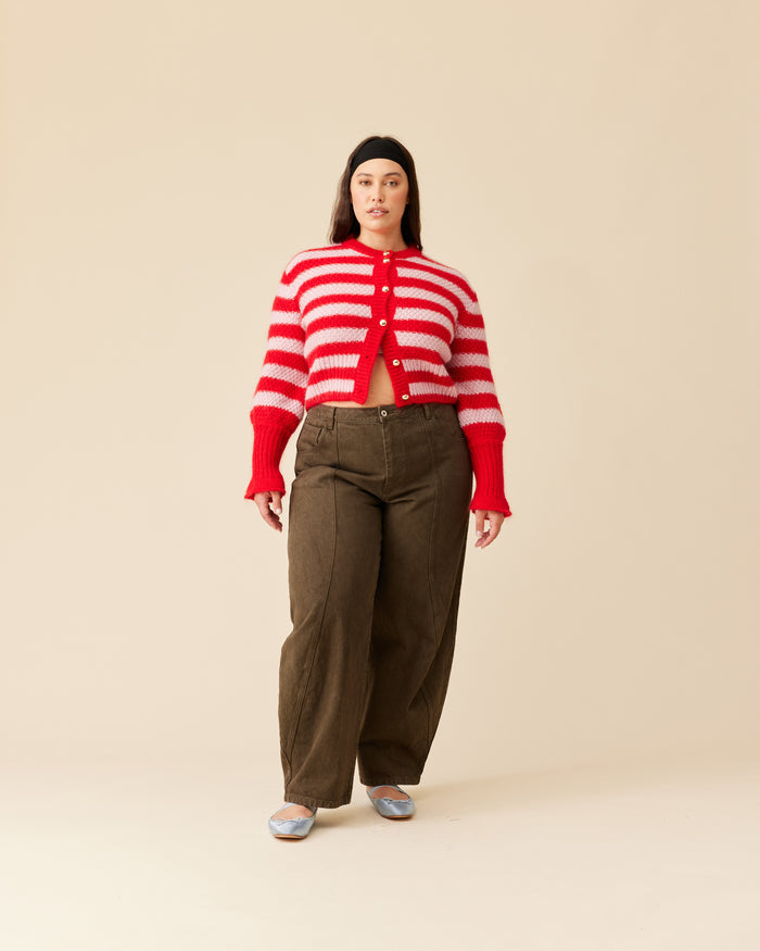 MATILDA CARDIGAN PINK CHERRY STRIPE