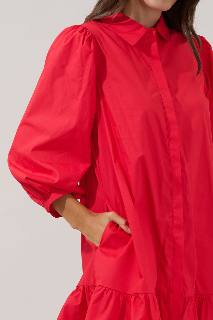 Maude Button Down Long Sleeve Shift Dress
