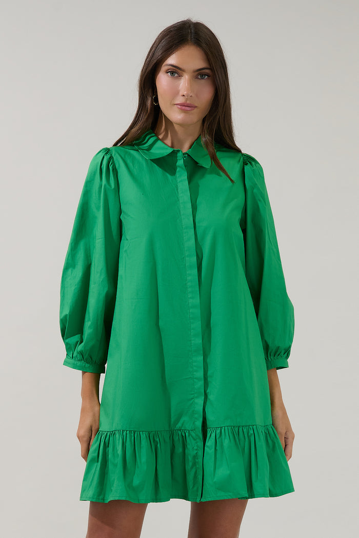 Maude Button Down Long Sleeve Shift Dress