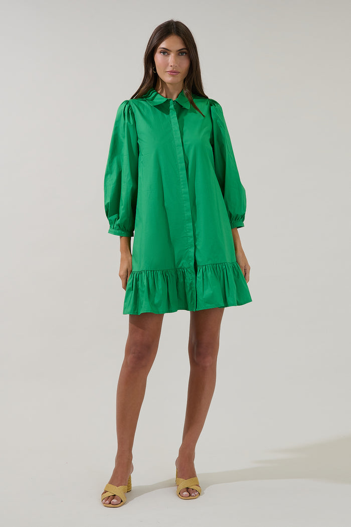 Maude Button Down Long Sleeve Shift Dress