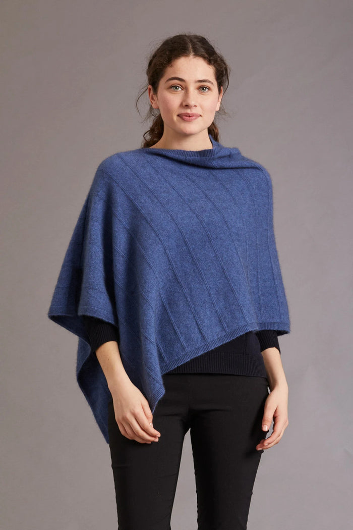 Orchid colour merino & possum garter detail poncho