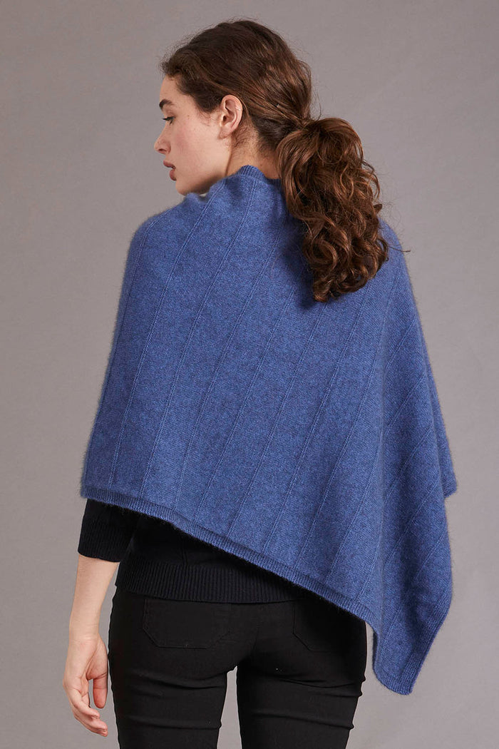 Orchid colour merino & possum garter detail poncho