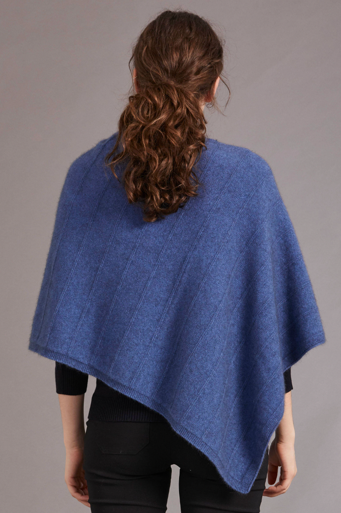 Orchid colour merino & possum garter detail poncho