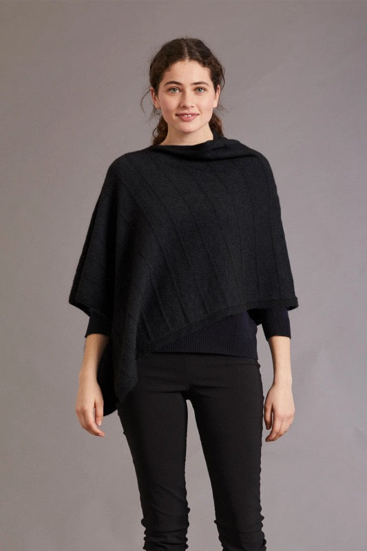 McDonald - Merino & Possum Garter Detail Poncho