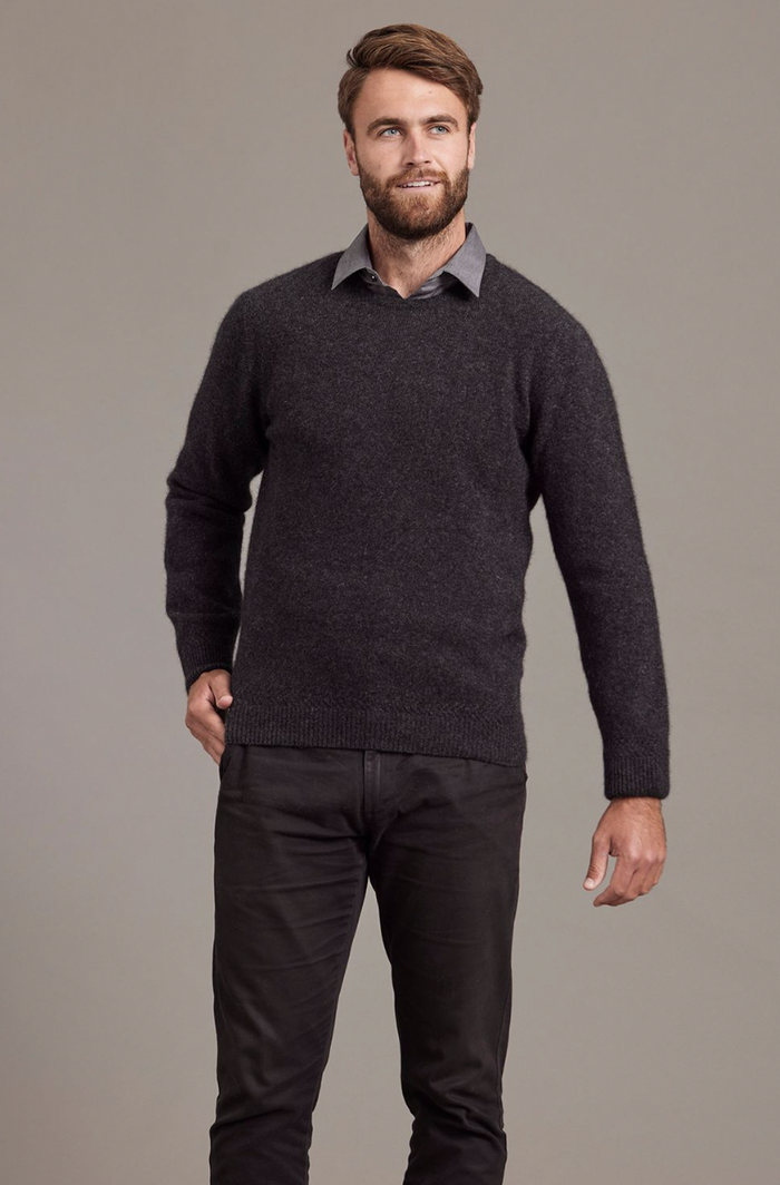 McDonald - Possum & Merino Crew Neck Jumper (6603)Charcoal