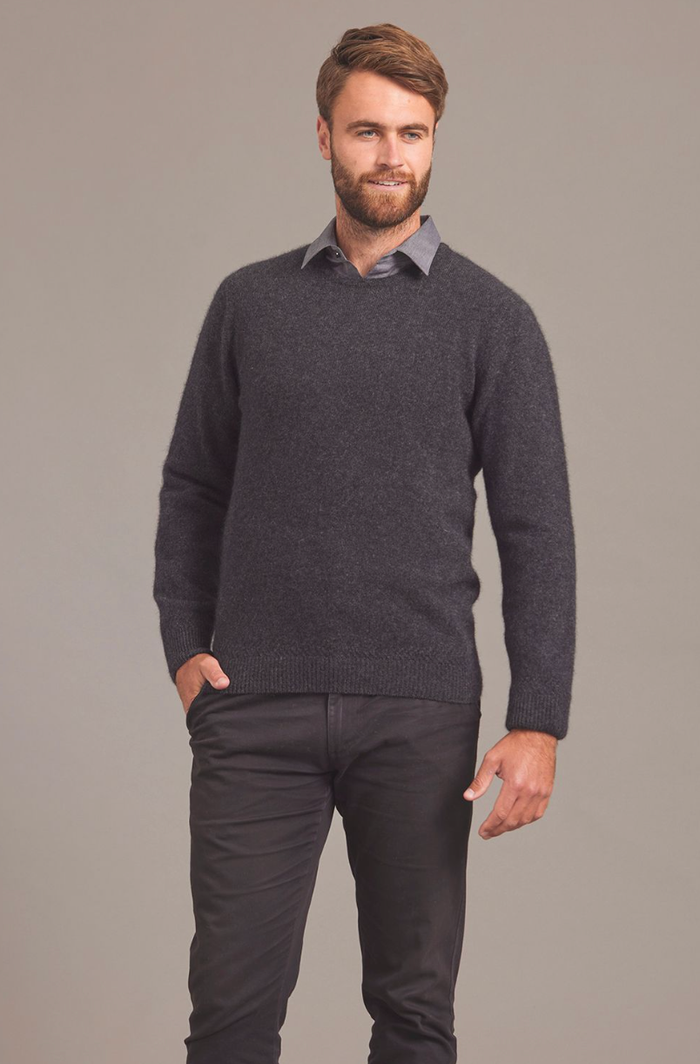 McDonald - Possum & Merino Crew Neck Jumper (6603)Charcoal