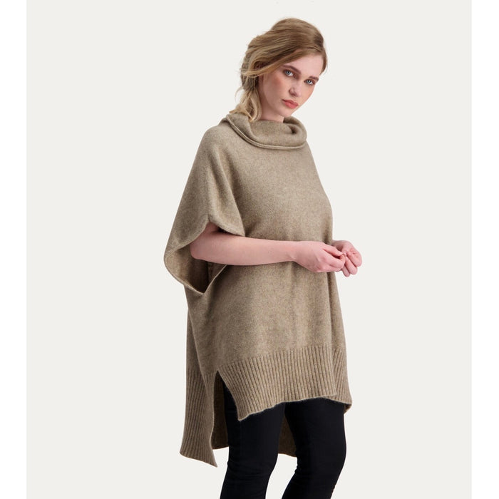 McDonald - Merino & Possum Step Hem Poncho (5030)mocha