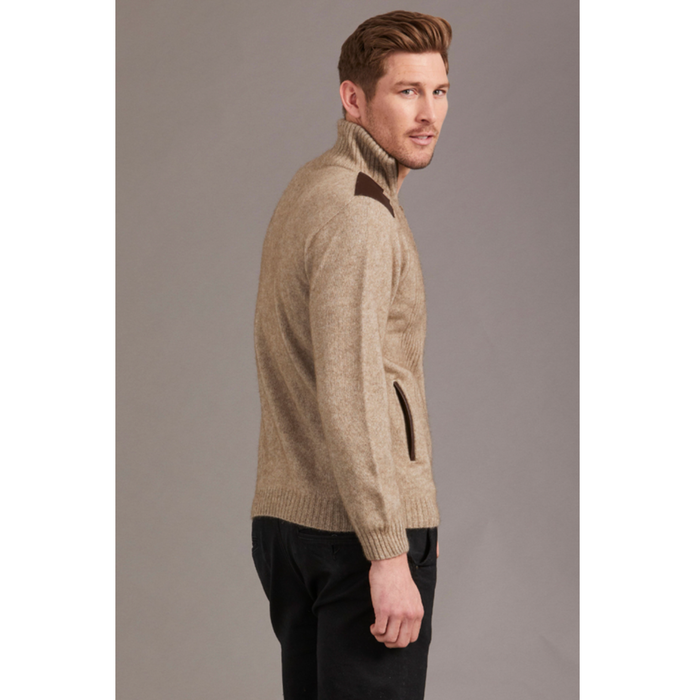 McDonald - Possum & Merino Zip Jacket with Lambskin Leather Trim-Mocha