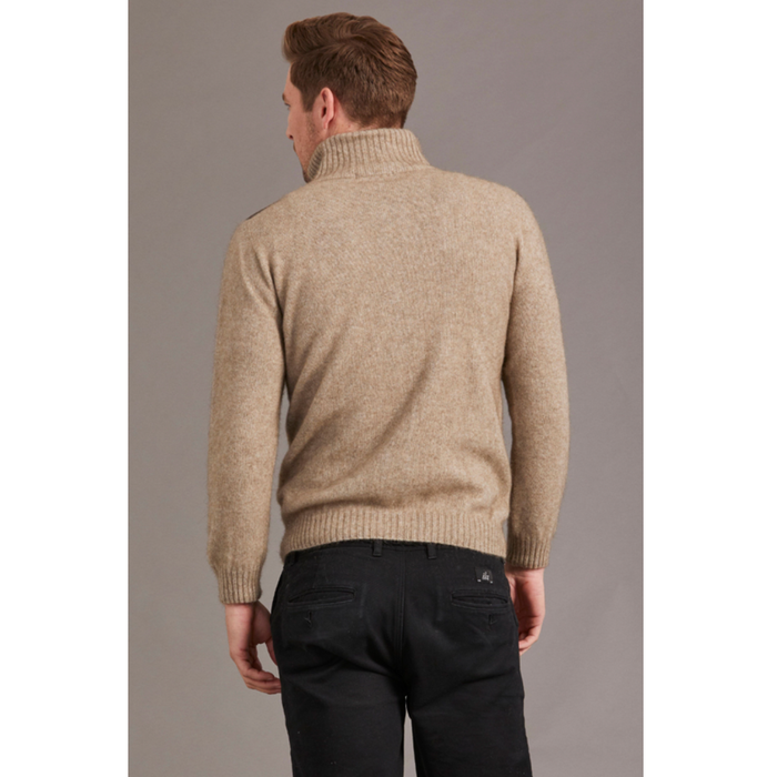 McDonald - Possum & Merino Zip Jacket with Lambskin Leather Trim-Mocha