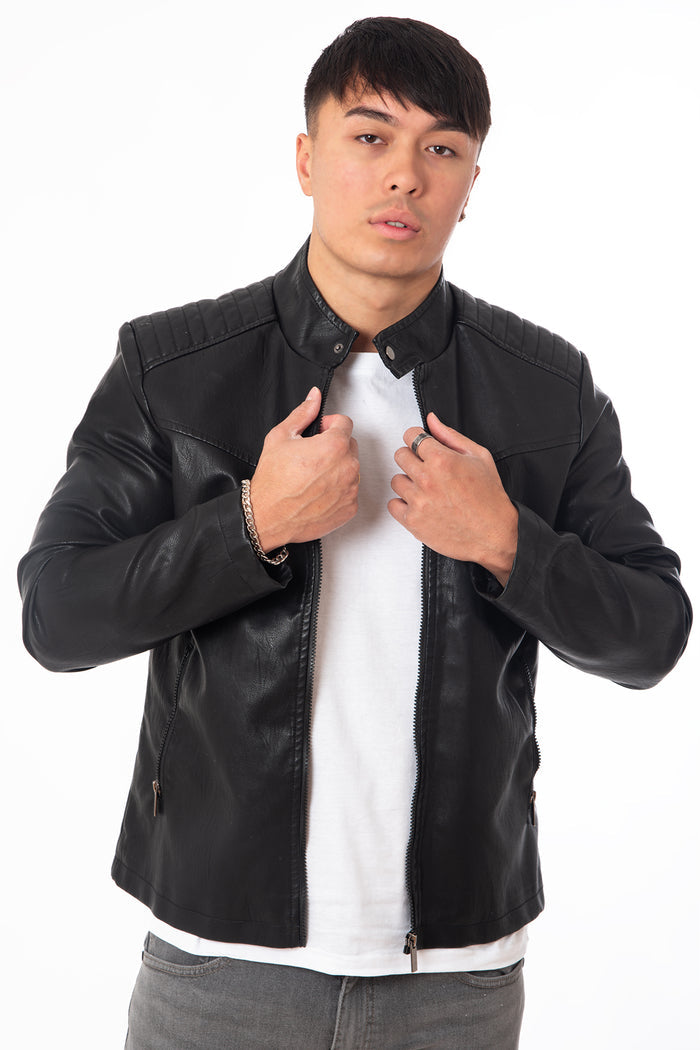 Men's Faux Leather Biker Jacket