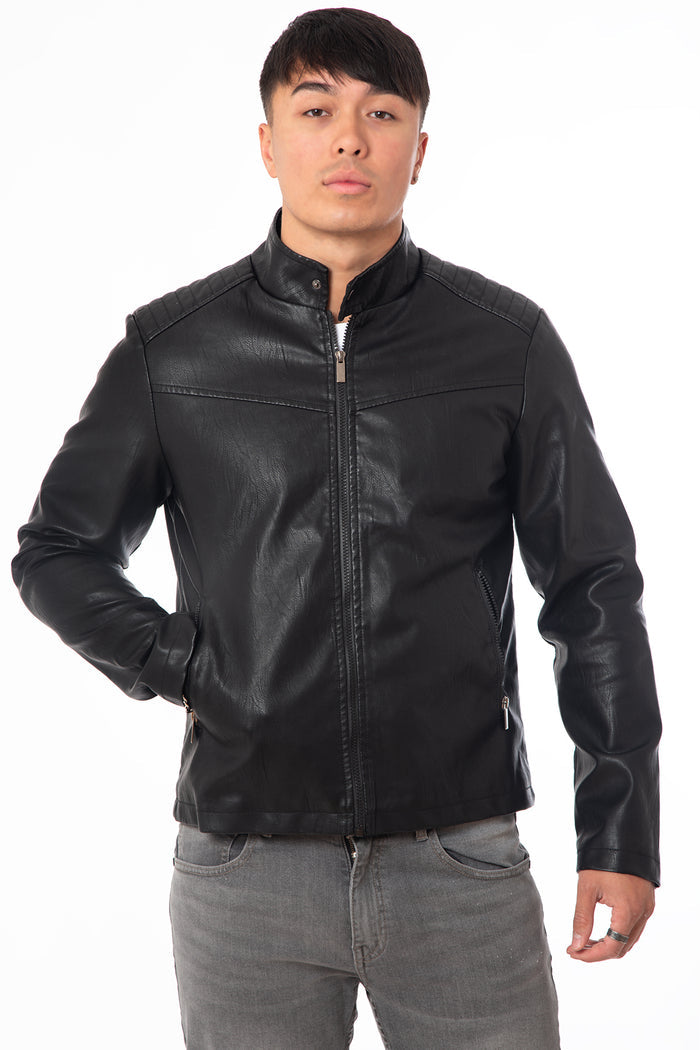 Men's Faux Leather Biker Jacket