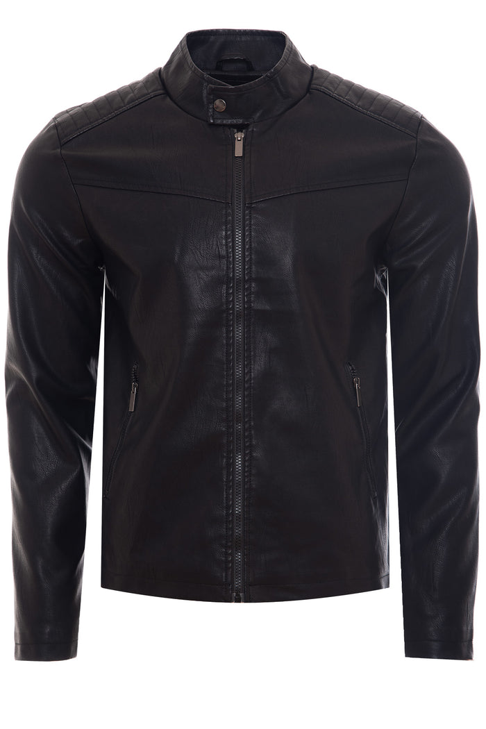 Men's Faux Leather Biker Jacket