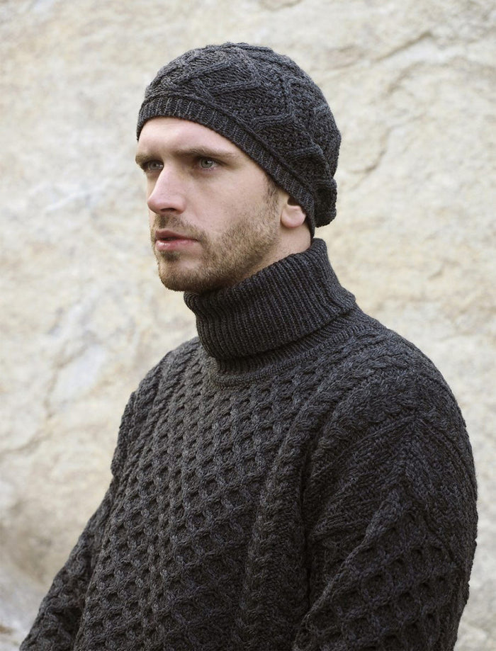 Mens Wool Turtleneck Sweater - #color_charcoal