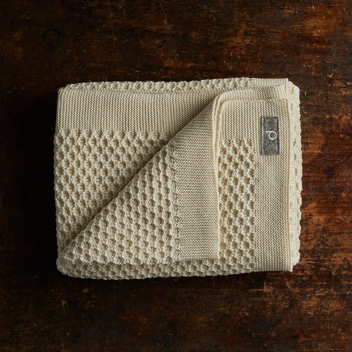 Merino Wool Honeycomb Swaddle/Baby Blanket - Natural