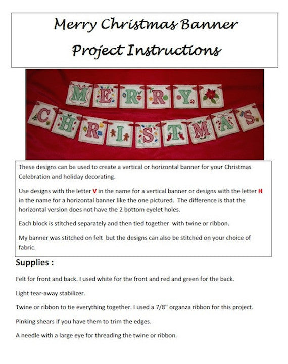 Merry Christmas Banner Project  [4x4 Hoop] # 10420