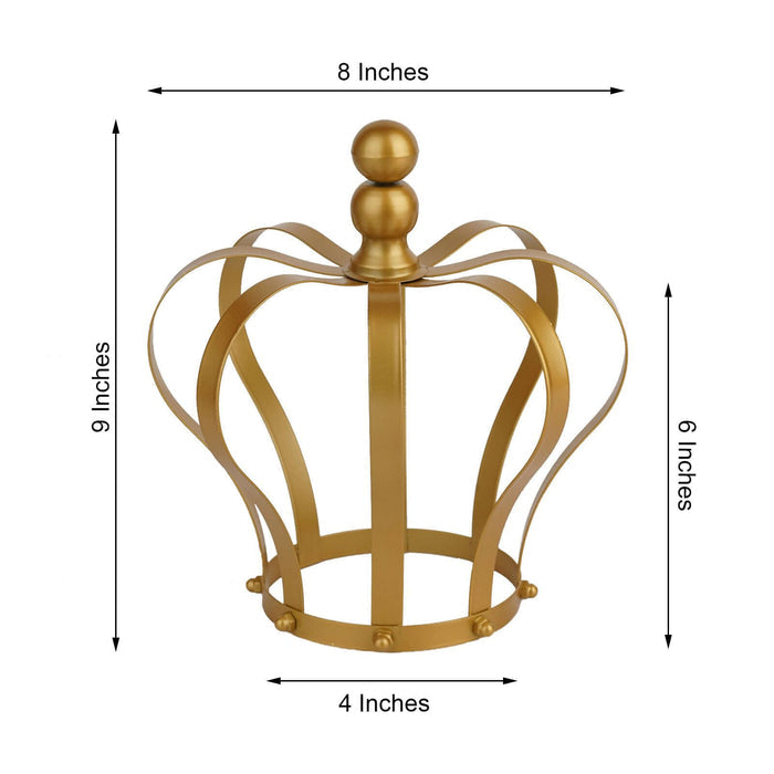 Gold crown decor with elegant design, measuring 8x9x4 inches.