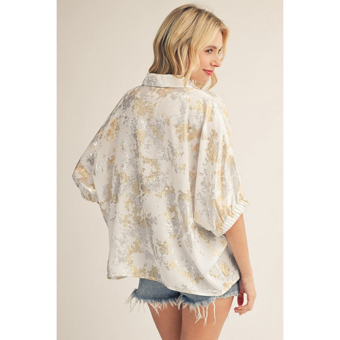 Metallic Dolman Sleeve Top 3482 – Champagne Gold