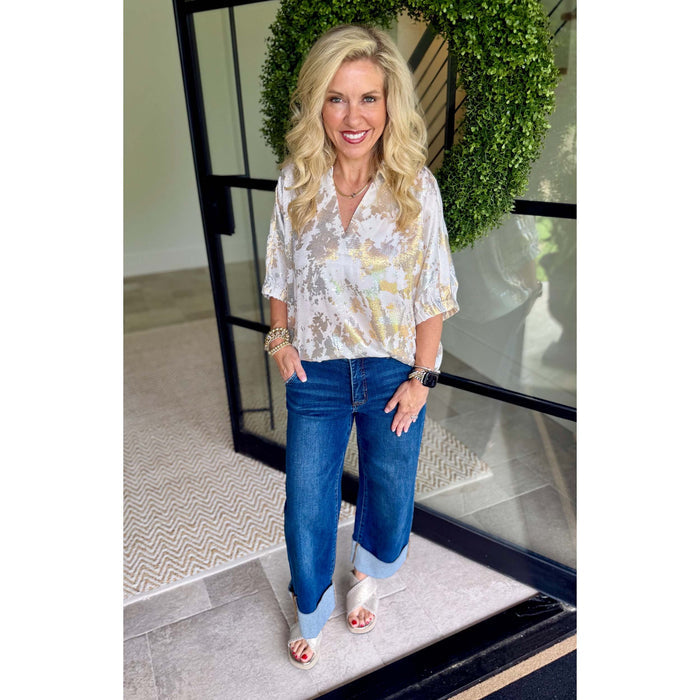 Metallic Dolman Sleeve Top 3482 – Champagne Gold