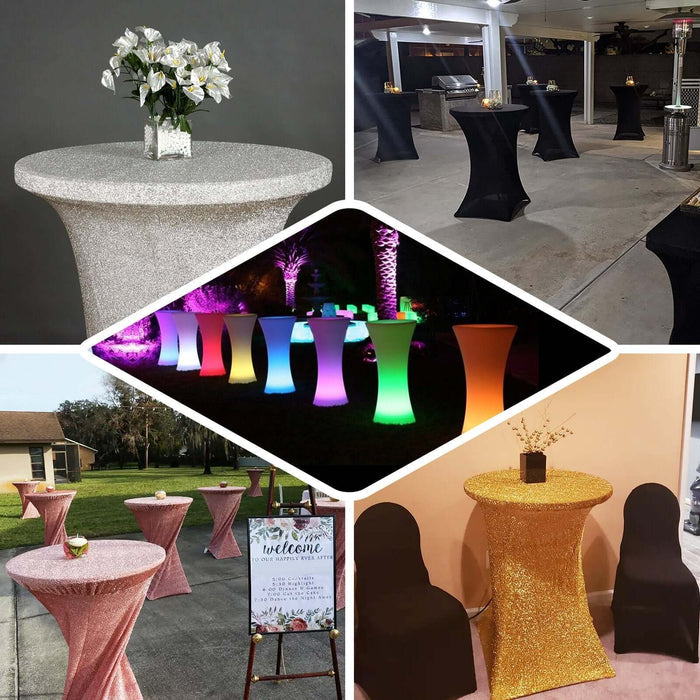 Various table covers for events in different colors and styles.