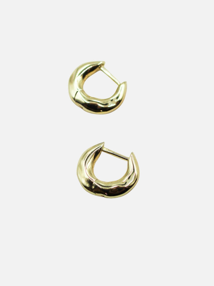 Mini Wonky Huggies: Brass + 18K Gold Plating