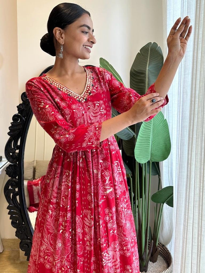 Minimal Muslin Red Alia Set