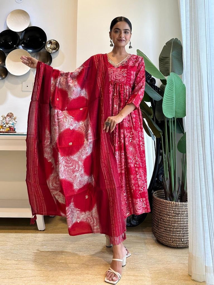 Minimal Muslin Red Alia Set
