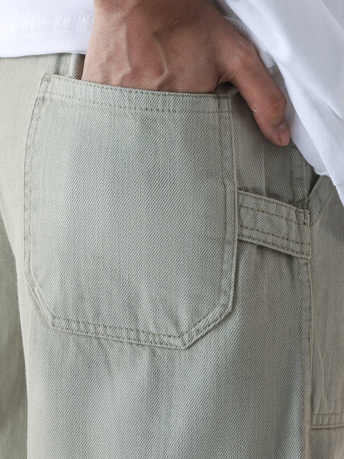 Mint chalk VII cargo pants female model front view relaxed fit Pakistan – GROOVY