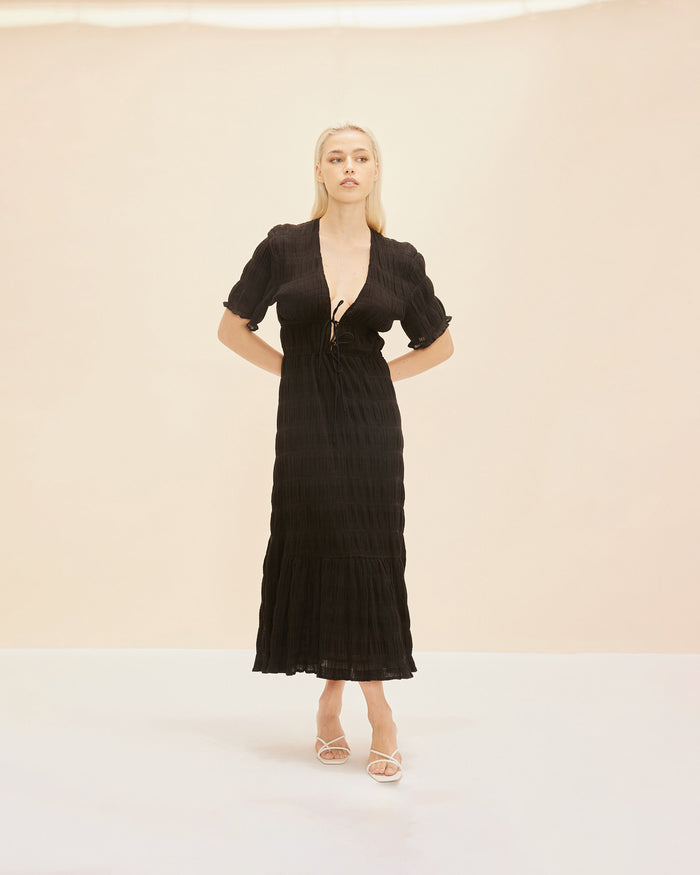 MIRELLA V-NECK DRESS BLACK