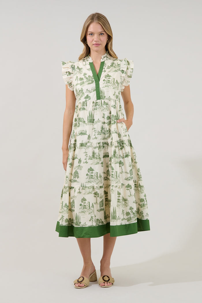 Mirna Ruffle Midi Dress Lune Town