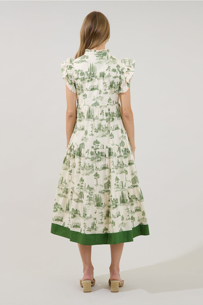 Mirna Ruffle Midi Dress Lune Town