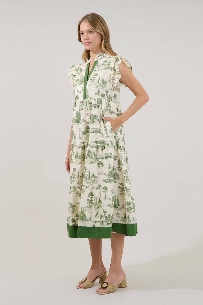 Mirna Ruffle Midi Dress Lune Town