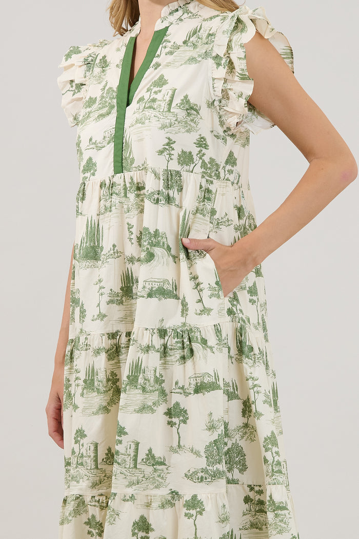 Mirna Ruffle Midi Dress Lune Town