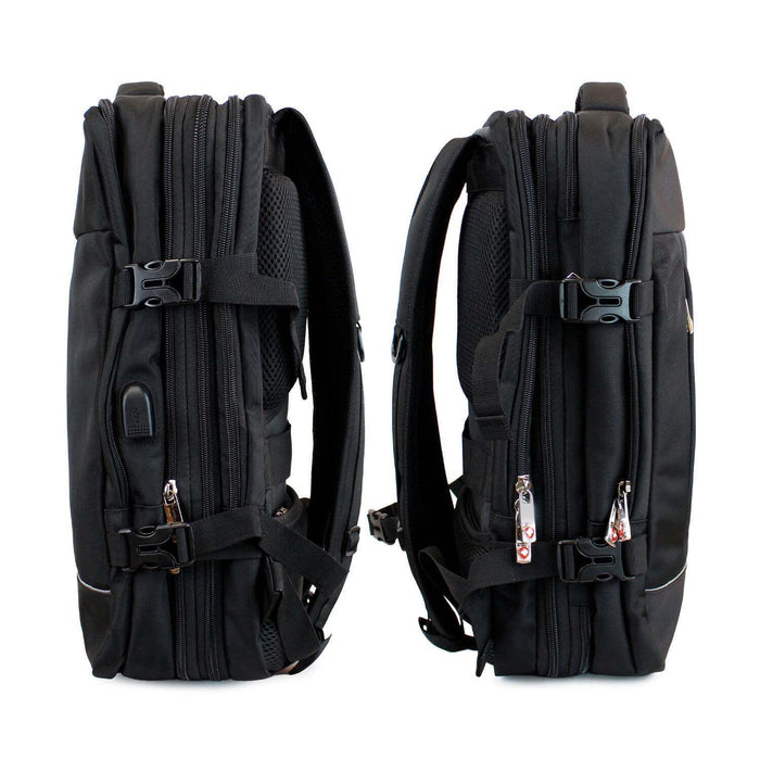 Mochila ejecutiva viaje con portanotebook y USB negro