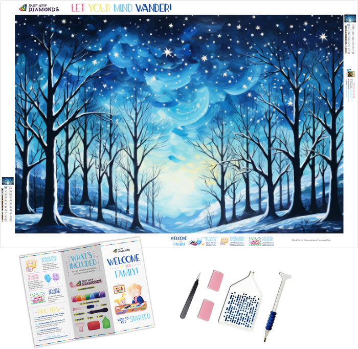 Moonlit Sky Winter Forest