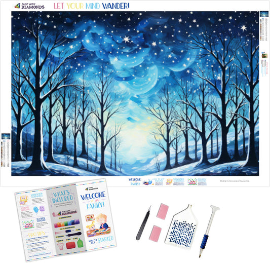 Moonlit Sky Winter Forest