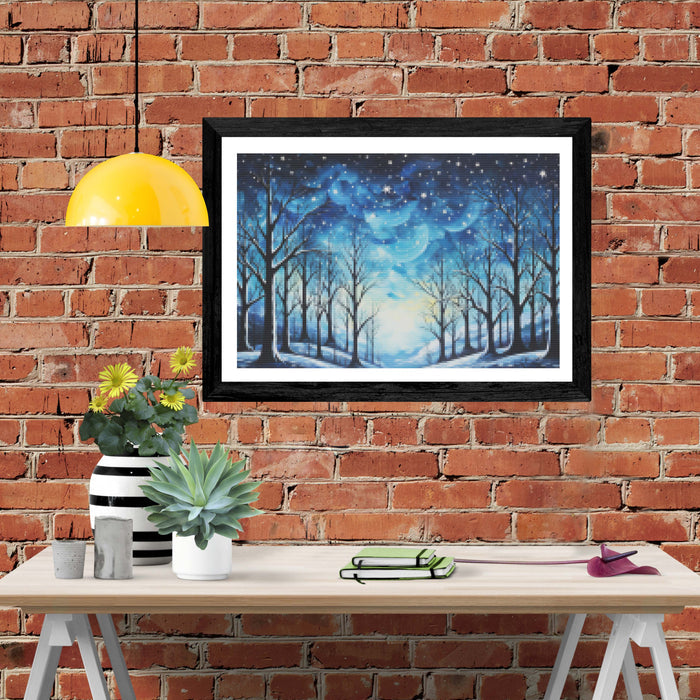 Moonlit Sky Winter Forest