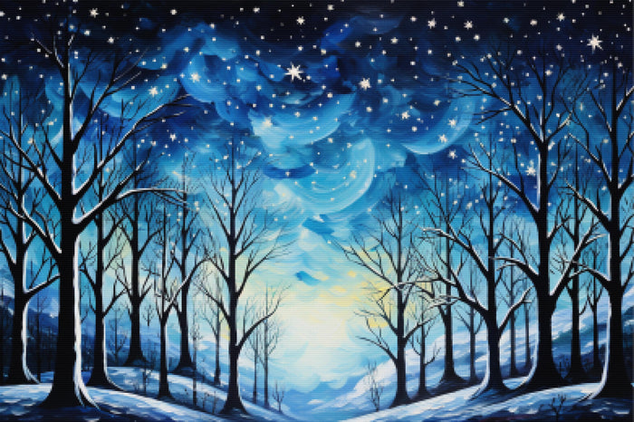 Moonlit Sky Winter Forest