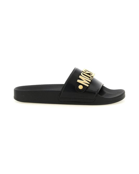 Moschino Gold Pvc Slides