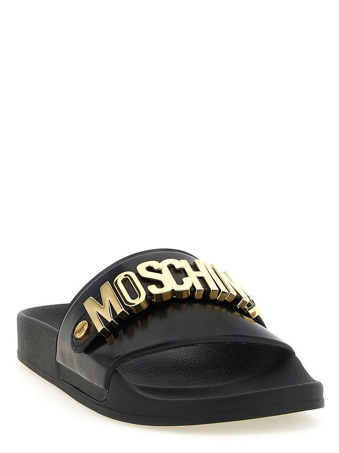 Moschino Gold Pvc Slides